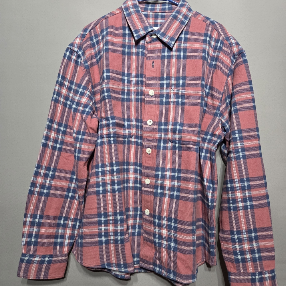 American Eagle Outfitters Pink and Blue Plaid Button-Down Shirt